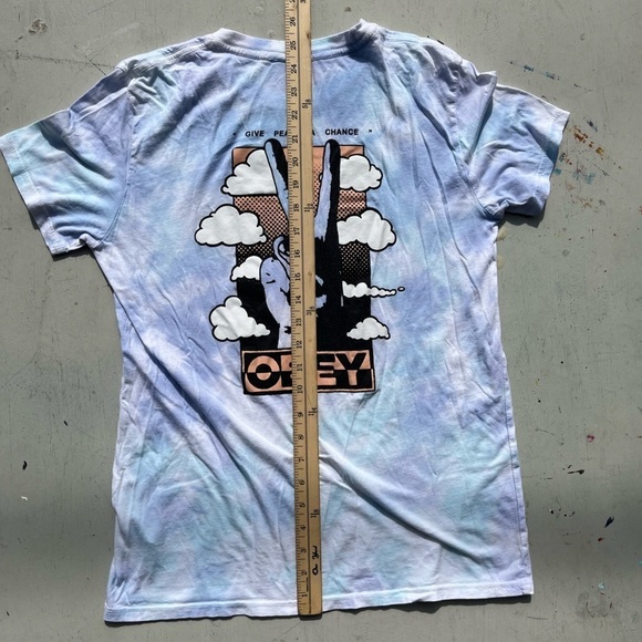 Women's Obey T-Shirt Multicolor Spell-Out S Streetwear Y2K Andre Giant Peace - Picture 11 of 12